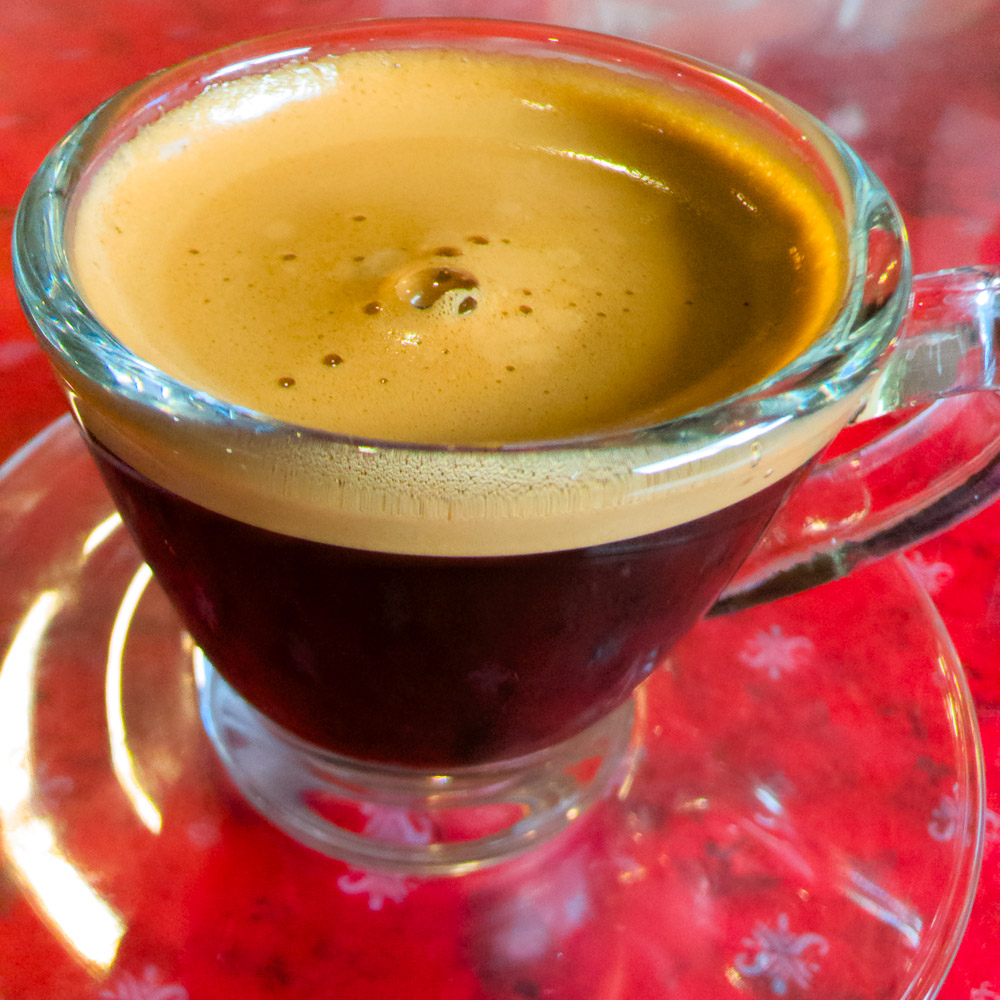 Cuban Coffee in Red Saucer